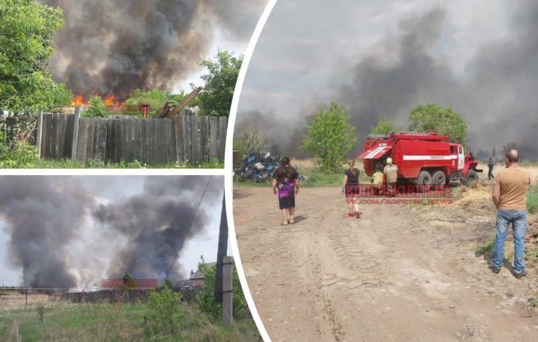 В Копейске жители шлангами и лопатами отбивали огонь от своих домов