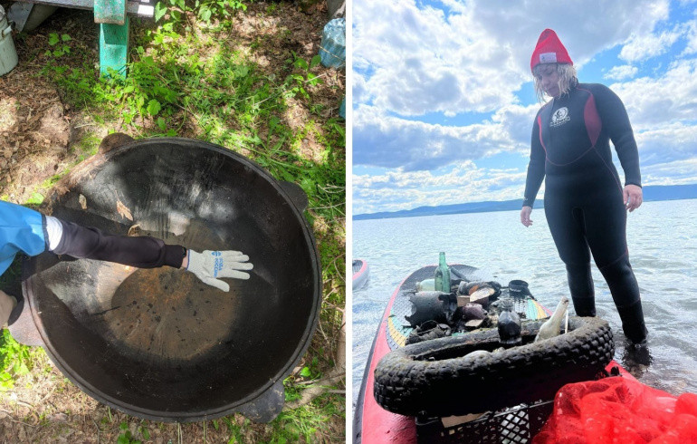 Эковолонтёры очистили 10-километровый участок берега озера Тургояк от 700 кг мусора