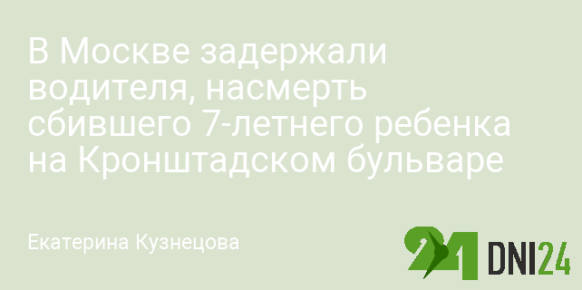 В Москве задержали водителя, насмерть сбившего 7-летнего ребенка на Кронштадском бульваре