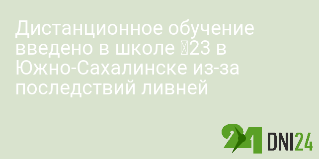 Дистанционное обучение введено в школе №23 в Южно-Сахалинске из-за последствий ливней