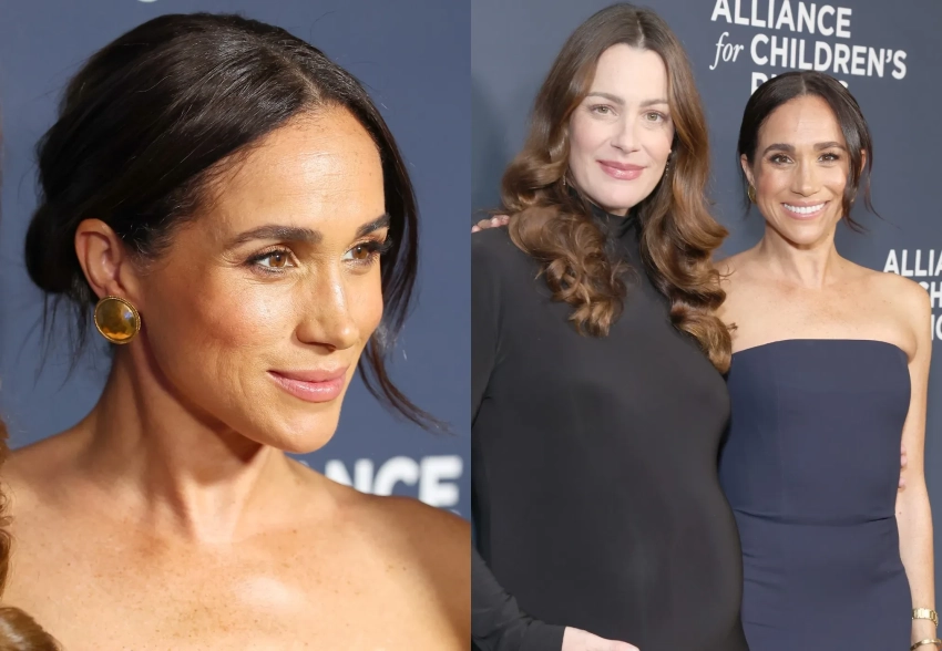 Меган Маркл в платье-бандо посетила благотворительный вечер
